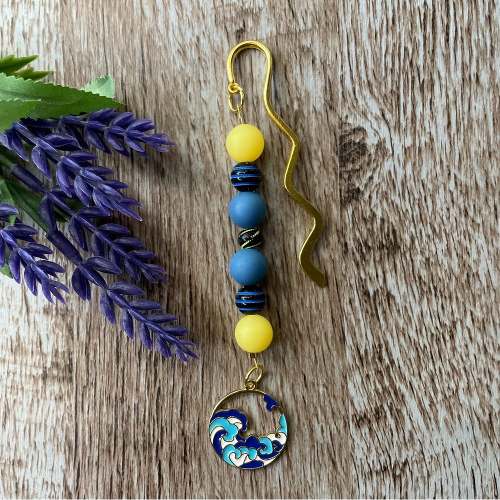 Bookmark Ocean Handcrafted Artisan Beaded Metal Journal Gift Read Book
